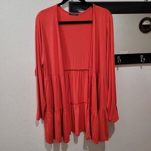 Storyteller Coral Tiered Long Sleeve Cardigan – Size 1X  NWOT
